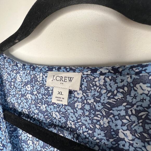 J. Crew Blue Floral Cotton Long Sleeve Mini Dress Size XL - Picture 7 of 10